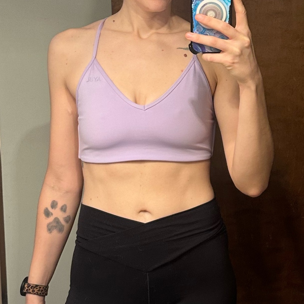 AYBL Strappy Backless Sports Bra- Medium- Lavender